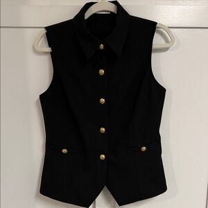 Zara Black Sleeveless Top with Gold Buttons